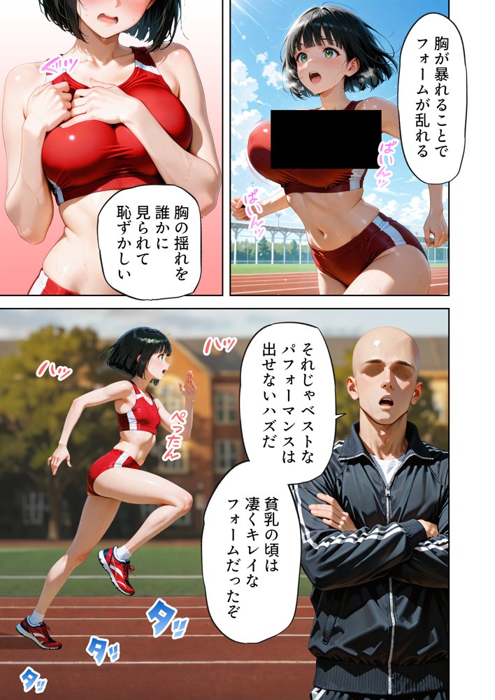 巨乳が暴れて走れませんッ！ 補欠落ちした陸上部元エースがコーチに秘密の特訓を指導してもらう話